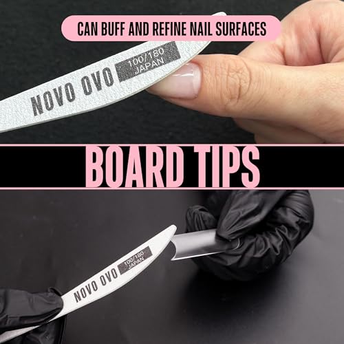 NOVO OVO Thin Nail File 10 PCS Professional Double Sided Extra Slim,Reusable,Emery Board(100/180 Grit) Nail Styling Tools for Home and Salon,Manicure Pedicure Tool and Nail Buffering Files - color: Double Sides Slim Nail File
