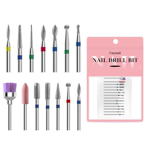 3/32'' 14Pcs Nail Drill Bits Set Diamond for Acrylic Gel & Cuticle Removal - color: 14Pcs Diamond Bit Sets