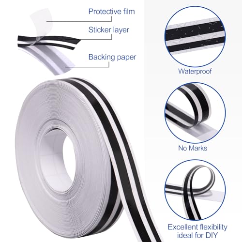 Spurtar Car Pinstripe Tape, 2 Rolls x 32Ft Black Racing Stripes Automotive - color: black