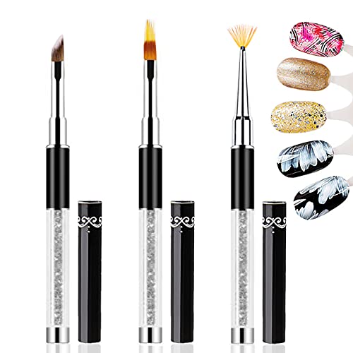 3Pcs Ombre Nail Brush Acrylic Nail Brush Set Nail Gradient Brushes Nail Painting Pens Nail Art Tools For Gel Nails Manicure Accessories - color: black