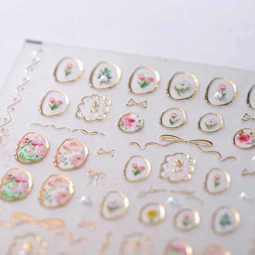 Nail Art Stickers 5D Embossed Tulip Flowers Designs - color: Tulip Flowers