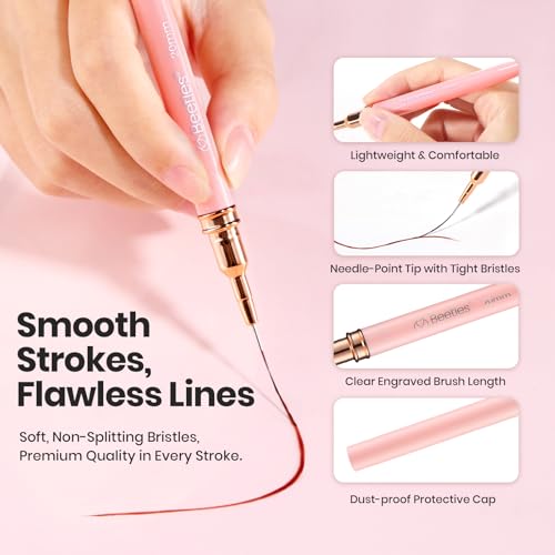 Beetles Nail Art Pens, 5pcs Nail Art Brushes Liner Brushes for Nails - color: A-Pink-5