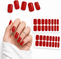 Red Glitter Nail Stickers, 32 Nail Wraps, No UV Lamp, Zero Dry Time - color: Red Glitter