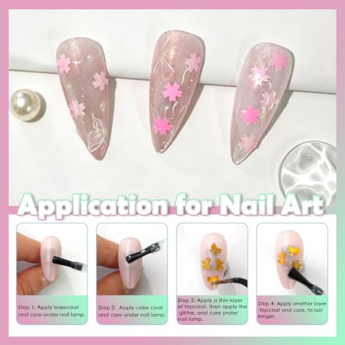 Laza 2.5g Chunky Glitter Cherry Blossom Shaped Confetti Nail Sequins - color: Pearl Pink