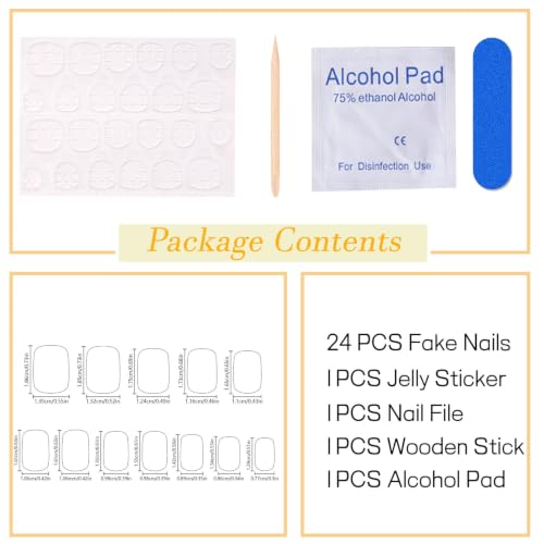 Fall Press on Nails Short Square Nails Fake Nails with Maple Glitter Designs Autumn Nails Press ons Orange Glue on Nails Full Cover False Nails Glossy Stick on Nails for Women 24Pcs - color: 11