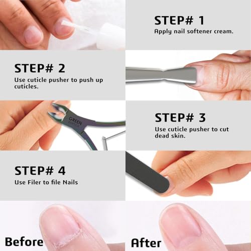 Professional Cuticle Trimmer & Nippers, Stainless Steel Nail Care Tool - color: Multi-colored Nipper With Pusher - Pack 1