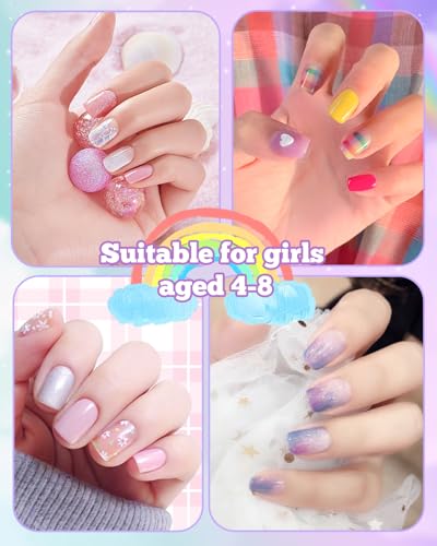 krofaue Kids Nail Tips with Handle - Flexible Gel Press on Nails - color: Clear Kids Nail Tips