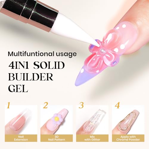 MIZHSE Solid Builder Gel Clear 3D Nail Gel, Non-Stick Hand Sculpting Gels - color: 15g Clear