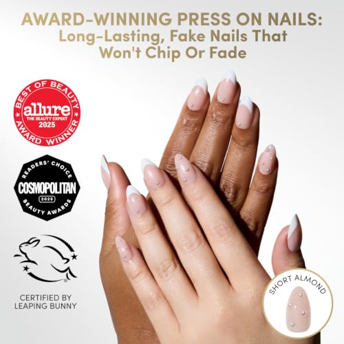 Glamnetic Press On Nails - Short Almond, Glossy Fake Nails 30 Pc Full Kit - color: 8 - ALWAYS & FOREVER