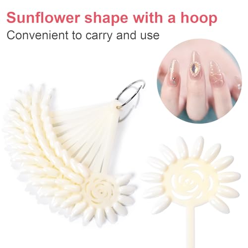 Nail Color Swatches 240 Tip Practice Sticks Wheel Natural and Clear - size: Floral