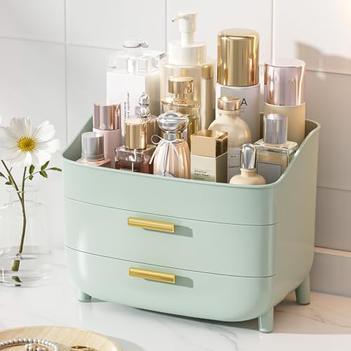 Vtopmart 3-Tier Skincare Makeup Organizer with Drawers, Green - color: Green, size: No Lid