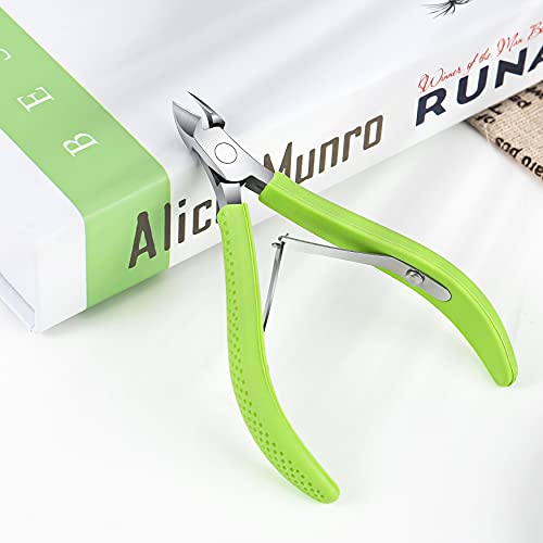 FVION Cuticle Clippers – Small Cuticle Trimmer, Rubber Coated Handle Manicure Tools – Full Jaw Cuticle Cutter for Nails (9mm) - color: Green