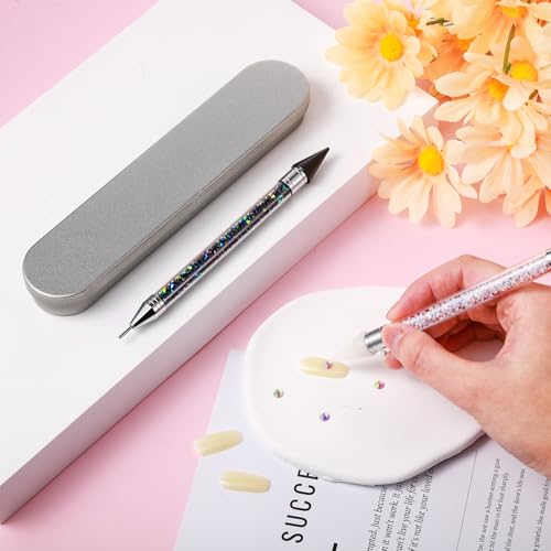 Tatuo 2 Pcs Rhinestone Picker Tool Kit with 2 Wax Head, Black, White - color: Black, White