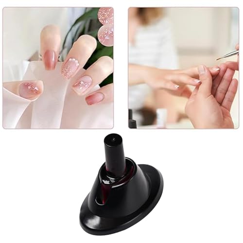 Silicone Nail Polish Holder - Anti-Spill Bottle Stand with Finger Separators, Portable Manicure Tool，Black