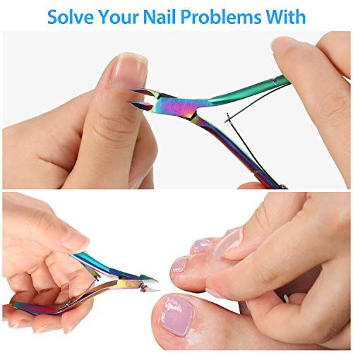 Mudder 3 Pcs Cuticle Trimmer Nipper Stainless Steel Nail Scissor, Rainbow - color: Rainbow Color