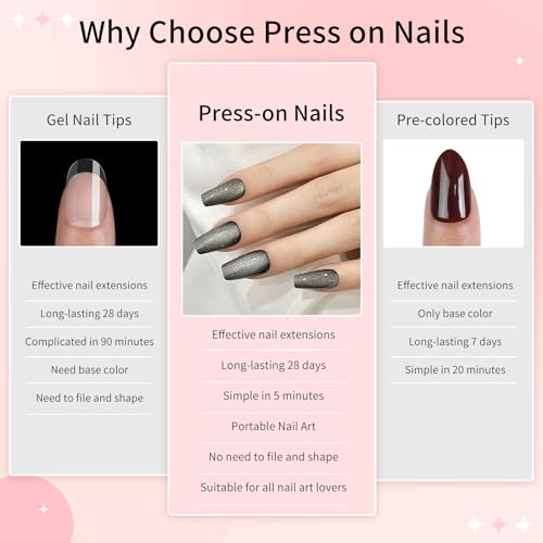 Black Cat Eyes Press On Nails,12 Sizes-24 Pcs Soft Gel Black Medium Coffin Fake Nails Kit, Natural Reusable Stick On False Nails for Women and Girls SK0861 - color: SK0861-Black1