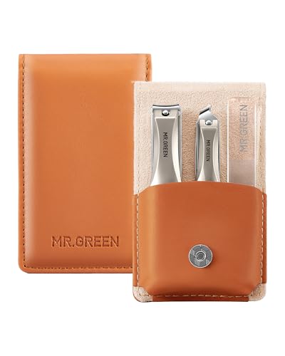 MR.GREEN 3pcs Nail Clippers Set, Anti Splash Excellent Quality Nail Cutter - color: Luxury Orange Brown