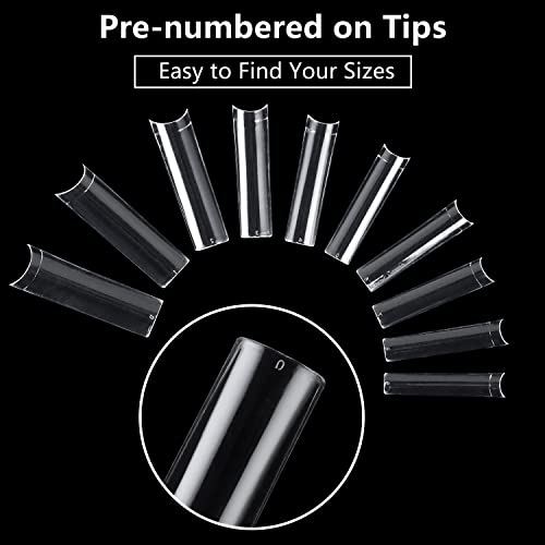 500Pcs Flattened No C Curve XXL Square Clear Half Cover Nail Tips