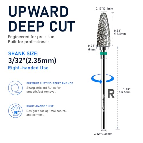 Coarse Super Cut Flame Nail Drill Bit, 3/32", Right-Handed Use - size: Coarse