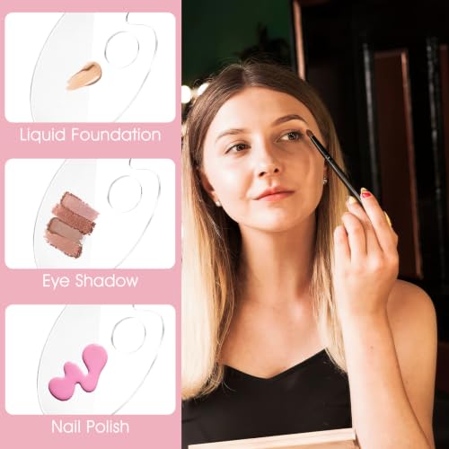 12 Pack Acrylic Cosmetic Palette with 12 Spatulas, Clear Makeup Mixing Tray - style: Oval