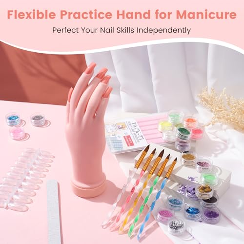 Nail Kit for Beginners with Everything- Practice Hand & Storage Gift Bag - color: Pink