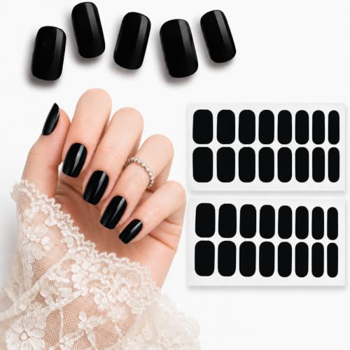 No UV Nail Stickers, 32 Nail Wraps, Zero Dry Time, Classic Black - color: Classic Black