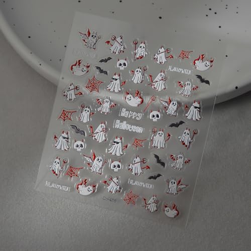 Halloween Ghost Nail Stickers Cute &Spooky Nail Decals - color: Color-39