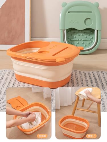 Collapsible Foot Soaking Tub with Handle Foot Bath Soak Tub For Feet Spa - color: Gray