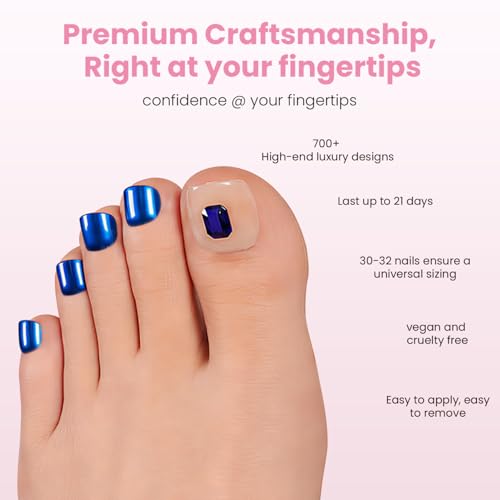 Nail Reformation Press On Toenails, Milky White & Navy Blue Short Square - color: Sapphire Dream