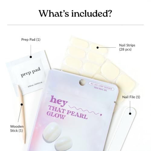 Heyhae Semi Cured Gel Nail Strips - Hey, that Pearl Glow - color: Hey, That Pearl Glow