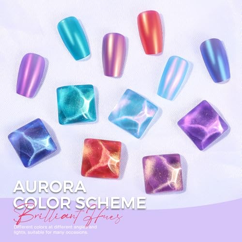 Morovan Nail Polish Set Ombre: Aurora Pearl Charm Iridescent Glitter Gift - color: Ombre