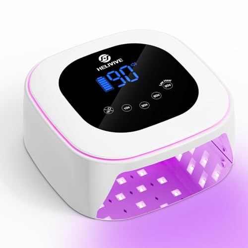 Cordless UV LED Nail Lamp, 80W Rechargeable Nail Dryer Light - color: White