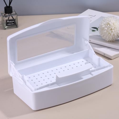 SUTOKAKA Nail Tool Sterilizer Box Plastic Disinfectant Container, White - color: Liftable White