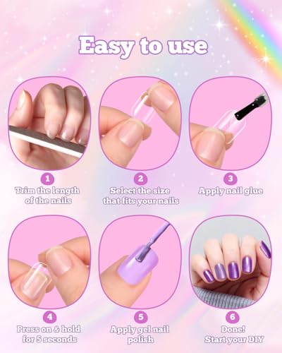 krofaue Kids Nail Tips - Children Square Clear Press On Nails - color: Clear Square Kids Nail Tips