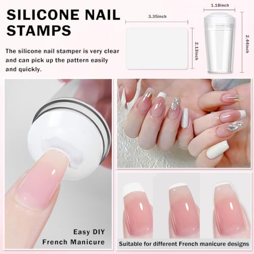 French Manicure Kit,Nude White French Tip Gel Polish,Set C