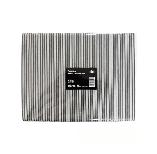 IBI 80 Premium Zebra Cushion File | Grit 80/80 | Washable & Sanitizable (50PCS) - size: 50