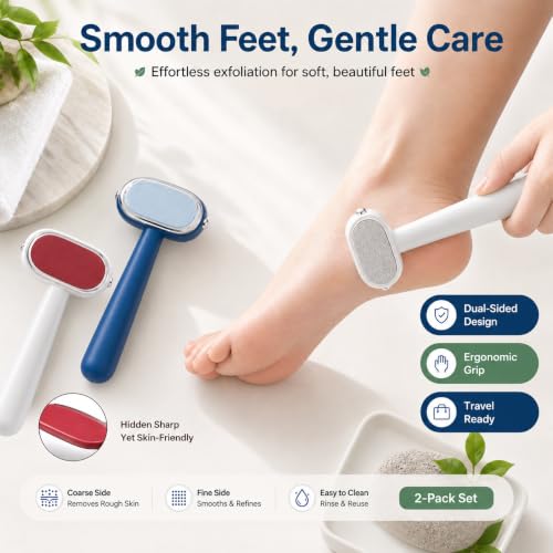 Dual Sided Foot Callus Remover, 2 Pack Foot Files for Dead Skin and Heels