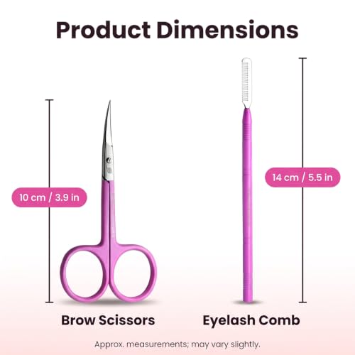 Curved Cuticle and Eyebrow Scissors with Eyelash Comb, Pink - color: Ss-csp-02