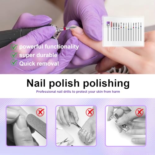 3/32'' 14Pcs Nail Drill Bits Set Diamond for Acrylic Gel & Cuticle Removal - color: 14Pcs Diamond Bit Sets