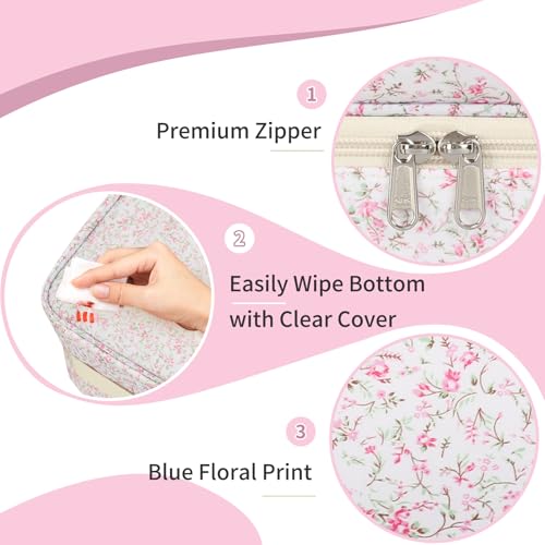 Nail Polish Organizer Bag - Nail Organizers and Storage Case Holds 45 Bottles & Nail Lamp, Travel Nail Tech Carrying Bag for Nail Supplies, Manicure Tools, Nail Kit, Nail Tech Gifts for Women - color: Pink Small Flower, size: 45 Slots
