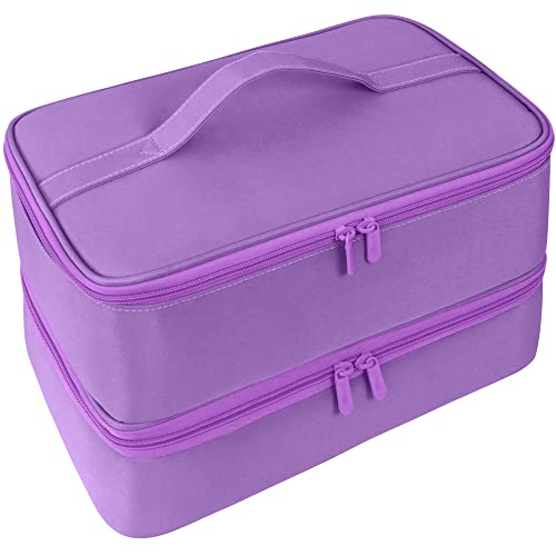 ButterFox Large Nail Polish Organizer Storage Case, Fits Nail Lamp Dryer and 40-50 Nail Polish Bottles (0.5 fl oz - 0.3 fl oz), Gel Nail Polish Kits Supplies Bag - color: Lavender Purple, size: M (40-50 Slots)