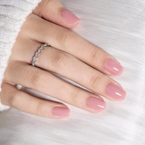 Light Pink Nude Press On Nails, Short Square, Glossy Blush Glue On Nails - color: A10-Pink Nude
