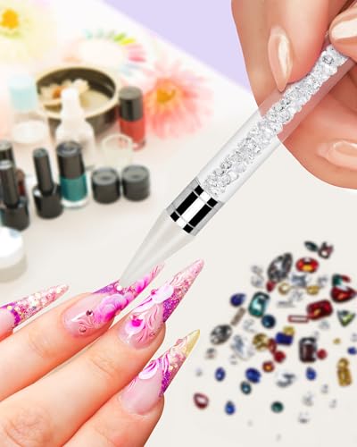 Rhinestone Picker Tool Set,Rhinestone Applicator Tool,Rhinestone Picker Dotting With 4 Extra White Replaceable Wax Head and 2 Tweezer (White) - color: Withe