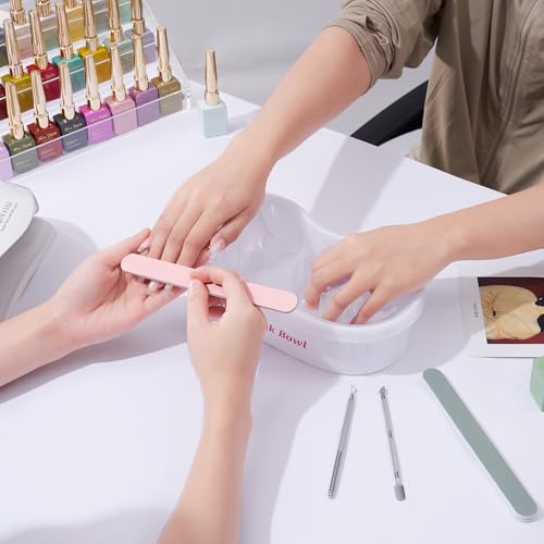 Dual Nail Soaking Bowl for Both Hands, Acetone-Proof Manicure Soak Bowl Kit - color: D1-White for big hands