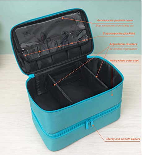 ButterFox Large Nail Polish Organizer Storage Case, Fits Nail Lamp Dryer and 40-50 Nail Polish Bottles (0.5 fl oz - 0.3 fl oz), Gel Nail Polish Kits Supplies Bag - color: Turquoise, size: M (40-50 Slots)