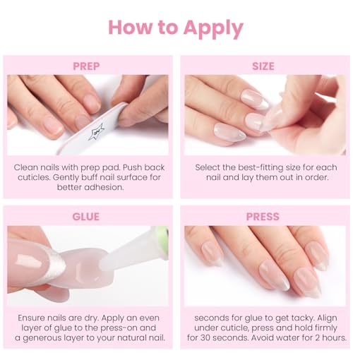 Nail Reformation Pearl Tide Press On Nails, Medium Almond, 15 Sizes 30Pcs - color: Pearl Tide