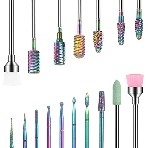 BQAN Tungsten Carbide Nail Drill Bits Set 3/32" for E-File - color: 17PCS