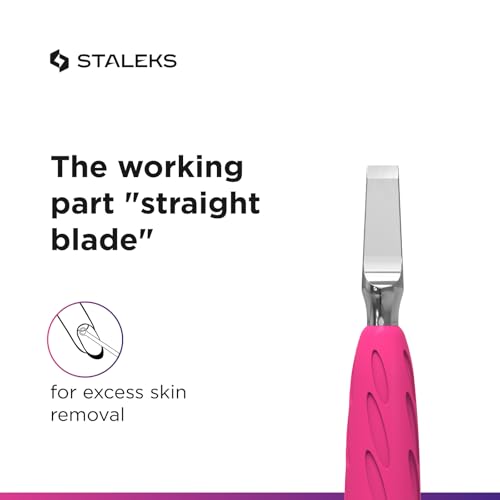 STALEKS PRO UNIQ Combo Straight Blade Cuticle Pusher Tip, Replaceable Part - size: for manicure, style: straight blade