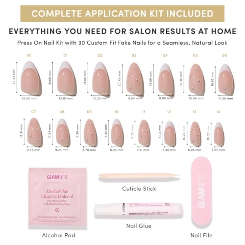 Glamnetic Press On Nails - Short Almond, Glossy Fake Nails 30 Pc Full Kit - color: 8 - ALWAYS & FOREVER