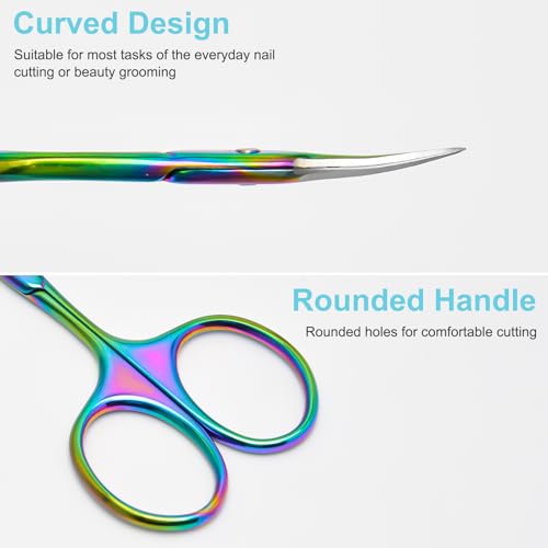CGBE Cuticle Scissors, Extra Fine Curved Eyebrow Scissors, Multicolor - color: Multicolor